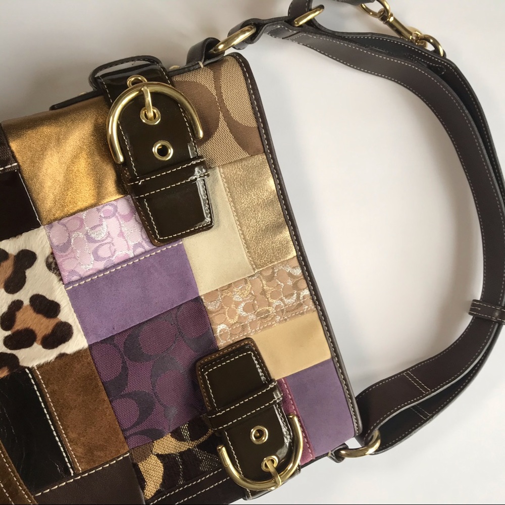 authentic coach patchwork animal print bag
